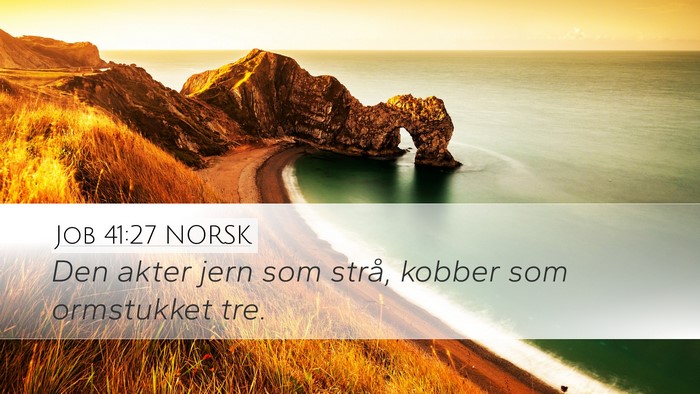 Job 41:27 NORSK Desktop Wallpaper - Den akter jern som strå, kobber som ormstukket - Desktop Bible Verse Wallpaper