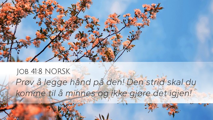 Job 41:8 NORSK Desktop Wallpaper - Prøv å legge hånd på den! Den strid skal du - Desktop Bible Verse Wallpaper