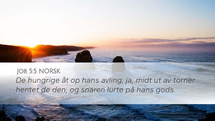 Job 5:5 NORSK Bible Verse Image