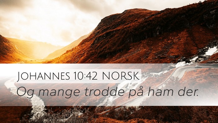 Johannes 10:42 NORSK Desktop Wallpaper - Og mange trodde på ham - Desktop Bible Verse Wallpaper