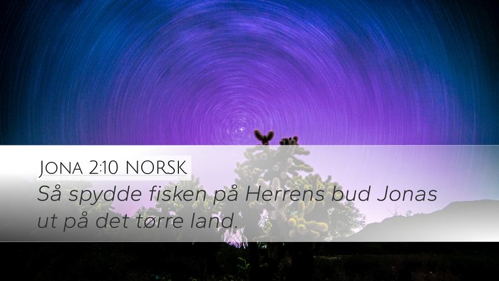 Jona 2:10 NORSK Desktop Wallpaper - Så spydde fisken på Herrens bud Jonas ut på - Desktop Bible Verse Wallpaper