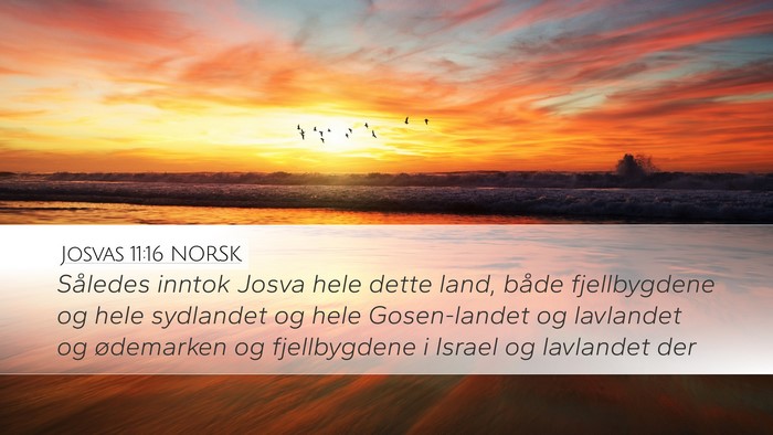 Josvas 11:16 NORSK Desktop Wallpaper - Således inntok Josva hele dette land, både - Desktop Bible Verse Wallpaper
