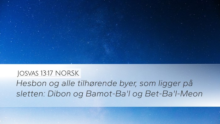 Josvas 13:17 NORSK Desktop Wallpaper - Hesbon og alle tilhørende byer, som ligger på - Desktop Bible Verse Wallpaper