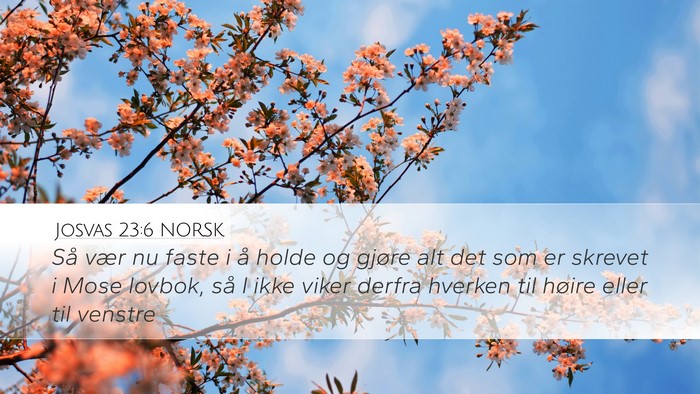 Josvas 23:6 NORSK Desktop Wallpaper - Så vær nu faste i å holde og gjøre alt det - Desktop Bible Verse Wallpaper