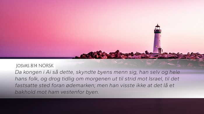 Josvas 8:14 NORSK Desktop Wallpaper - Da kongen i Ai så dette, skyndte byens menn sig, - Desktop Bible Verse Wallpaper