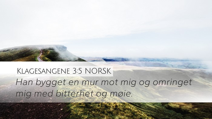 Klagesangene 3:5 NORSK Desktop Wallpaper - Han bygget en mur mot mig og omringet mig med - Desktop Bible Verse Wallpaper