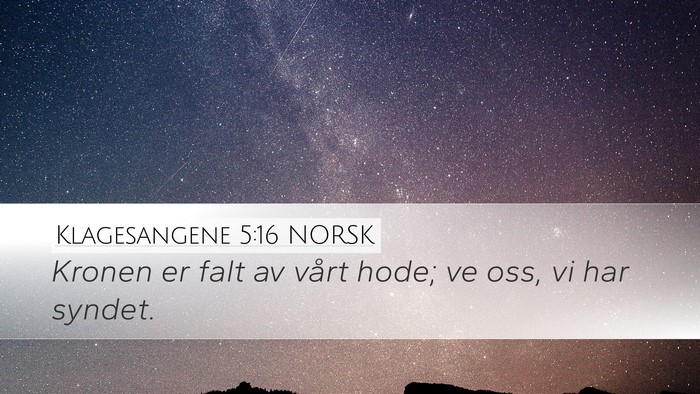 Klagesangene 5:16 NORSK Bible Verse Image