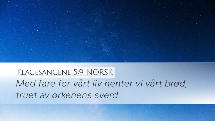 Klagesangene 5:9 NORSK Bible Verse Image