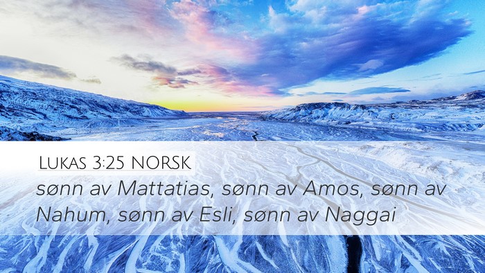Lukas 3:25 NORSK Desktop Wallpaper - sønn av Mattatias, sønn av Amos, sønn av - Desktop Bible Verse Wallpaper