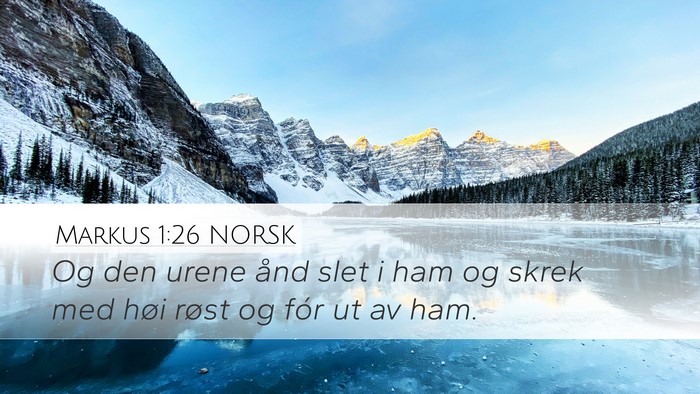 Markus 1:26 NORSK Desktop Wallpaper - Og den urene ånd slet i ham og skrek med høi - Desktop Bible Verse Wallpaper