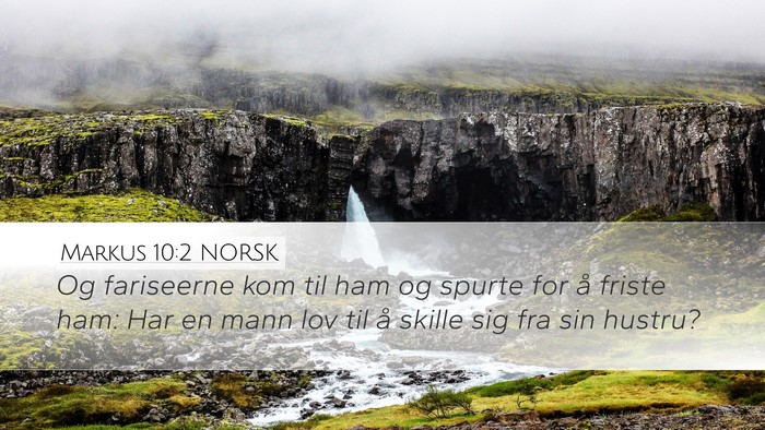 Markus 10:2 NORSK Desktop Wallpaper - Og fariseerne kom til ham og spurte for å friste - Desktop Bible Verse Wallpaper
