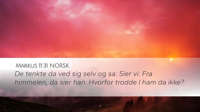Markus 11:31 NORSK Desktop Wallpaper - De tenkte da ved sig selv og sa: Sier vi: Fra - Desktop Bible Verse Wallpaper