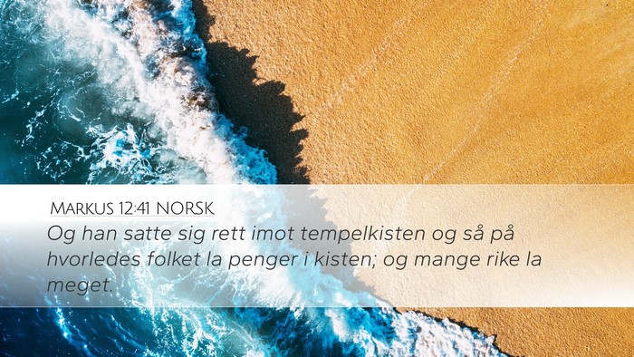 Markus 12:41 NORSK Bible Verse Image