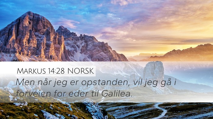 Markus 14:28 NORSK Desktop Wallpaper - Men når jeg er opstanden, vil jeg gå i forveien - Desktop Bible Verse Wallpaper