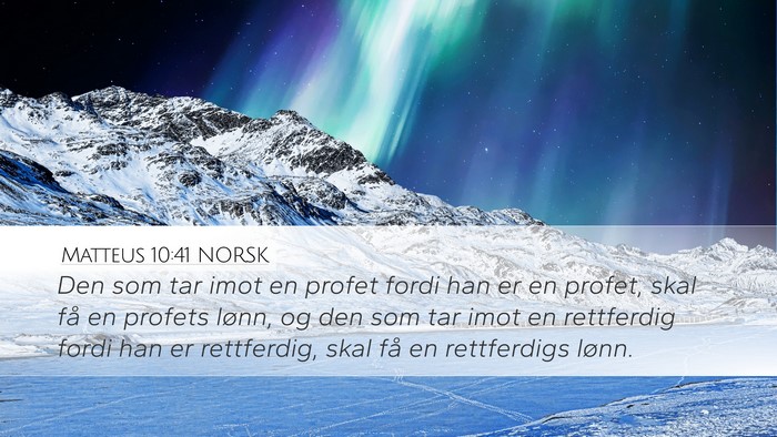 Matteus 10:41 NORSK Bible Verse Image