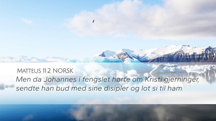 Matteus 11:2 NORSK Desktop Wallpaper - Men da Johannes i fengslet hørte om Kristi - Desktop Bible Verse Wallpaper