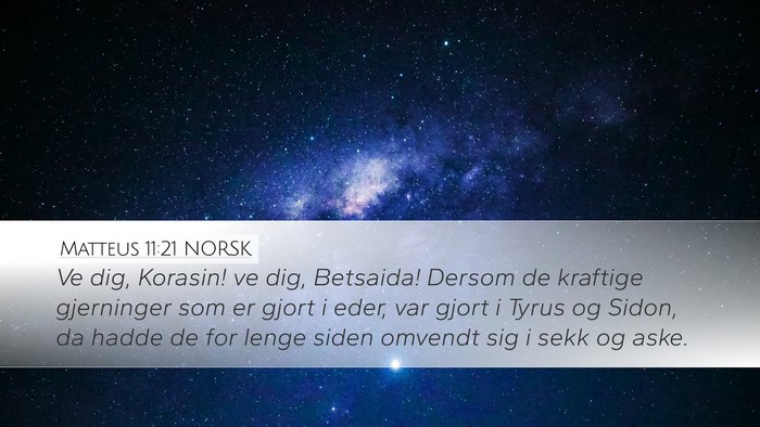 Matteus 11:21 NORSK Bible Verse Image