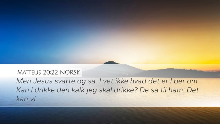 Matteus 20:22 NORSK Bible Verse Image