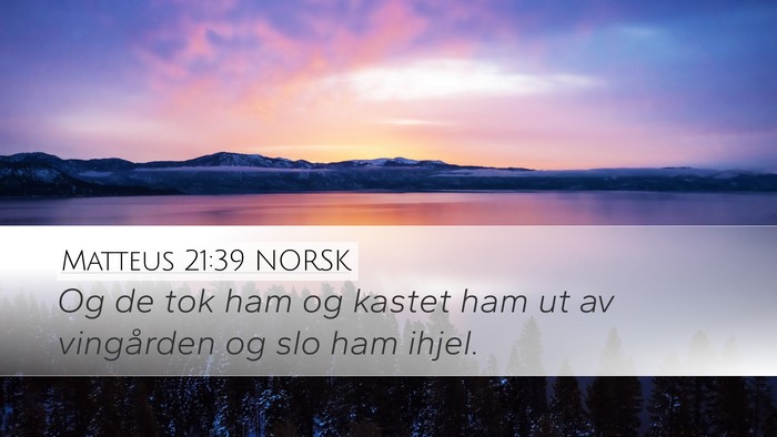 Matteus 21:39 NORSK Desktop Wallpaper - Og de tok ham og kastet ham ut av vingården og - Desktop Bible Verse Wallpaper