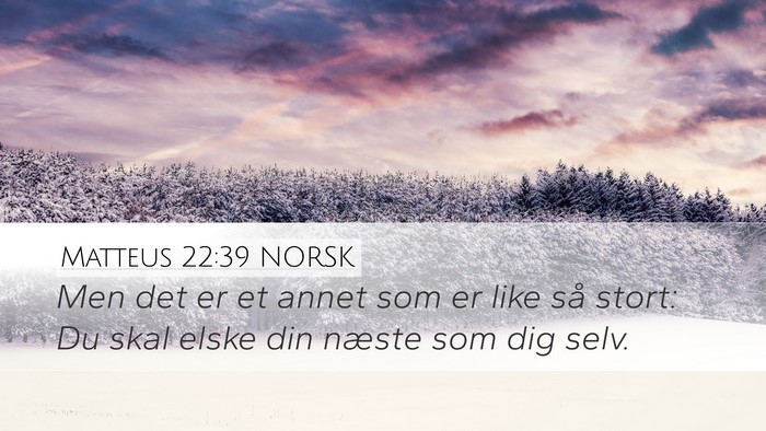Matteus 22:39 NORSK Desktop Wallpaper - Men det er et annet som er like så stort: Du - Desktop Bible Verse Wallpaper