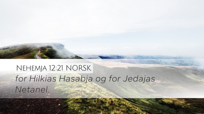 Nehemja 12:21 NORSK Desktop Wallpaper - for Hilkias Hasabja og for Jedajas - Desktop Bible Verse Wallpaper