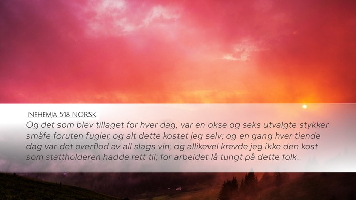 Nehemja 5:18 NORSK Desktop Wallpaper - Og det som blev tillaget for hver dag, var en - Desktop Bible Verse Wallpaper