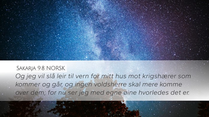 Sakarja 9:8 NORSK Bible Verse Image