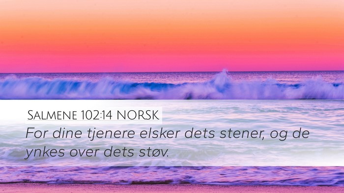 Salmene 102:14 NORSK Desktop Wallpaper - For dine tjenere elsker dets stener, og de ynkes - Desktop Bible Verse Wallpaper