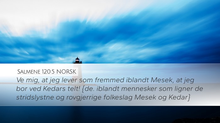Salmene 120:5 NORSK Desktop Wallpaper - Ve mig, at jeg lever som fremmed iblandt Mesek, - Desktop Bible Verse Wallpaper