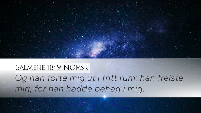 Salmene 18:19 NORSK Desktop Wallpaper - Og han førte mig ut i fritt rum; han frelste - Desktop Bible Verse Wallpaper