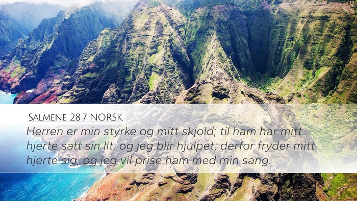 Salmene 28:7 NORSK Bible Verse Image