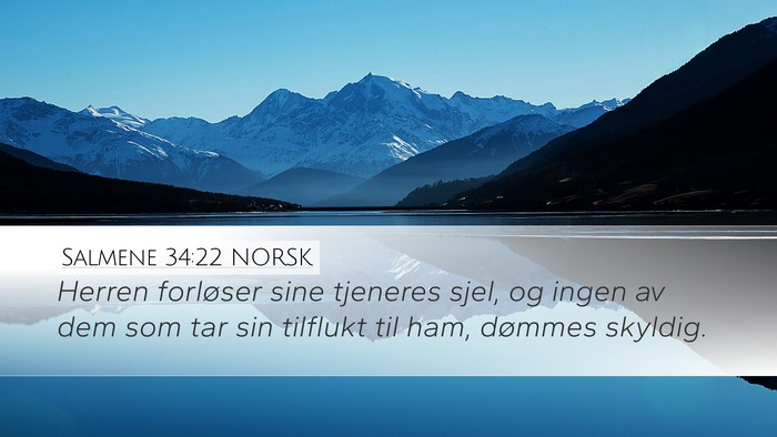 Salmene 34:22 NORSK Desktop Wallpaper - Herren forløser sine tjeneres sjel, og ingen av - Desktop Bible Verse Wallpaper