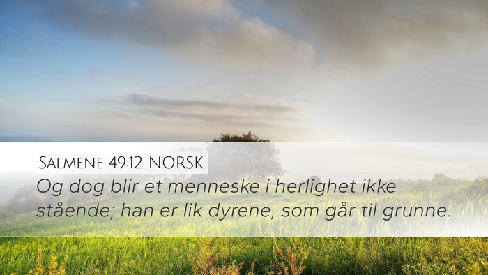 Salmene 49:12 NORSK Desktop Wallpaper - Og dog blir et menneske i herlighet ikke - Desktop Bible Verse Wallpaper