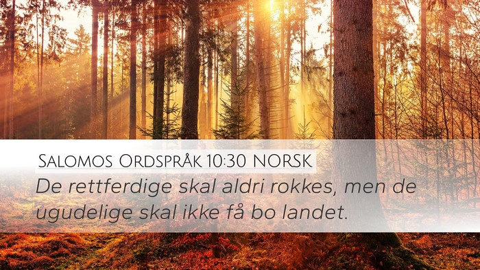 Salomos Ordspråk 10:30 NORSK Bible Verse Image