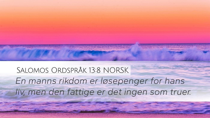Salomos Ordspråk 13:8 NORSK Bible Verse Image