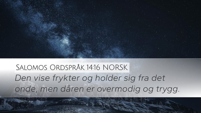 Salomos Ordspråk 14:16 NORSK Bible Verse Image