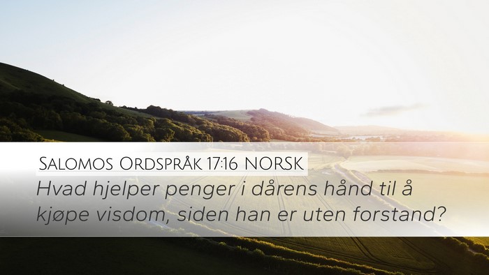 Salomos Ordspråk 17:16 NORSK Bible Verse Image