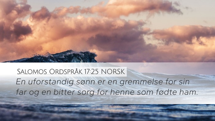 Salomos Ordspråk 17:25 NORSK Bible Verse Image