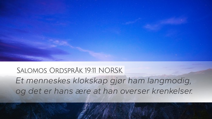 Salomos Ordspråk 19:11 NORSK Desktop Wallpaper - Et menneskes klokskap gjør ham langmodig, og det - Desktop Bible Verse Wallpaper