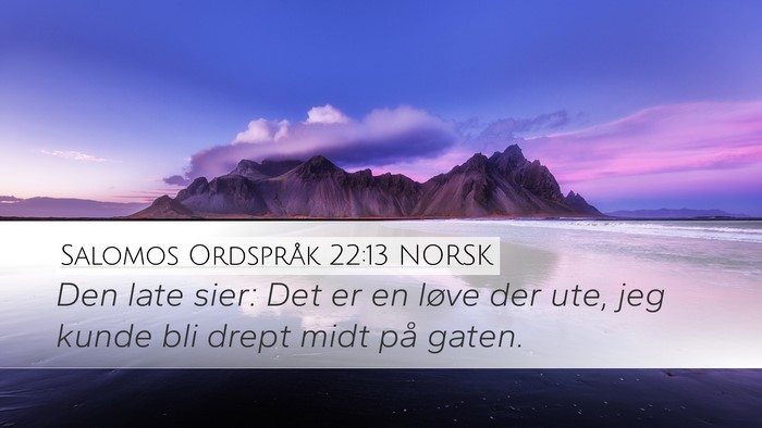 Salomos Ordspråk 22:13 NORSK Bible Verse Image