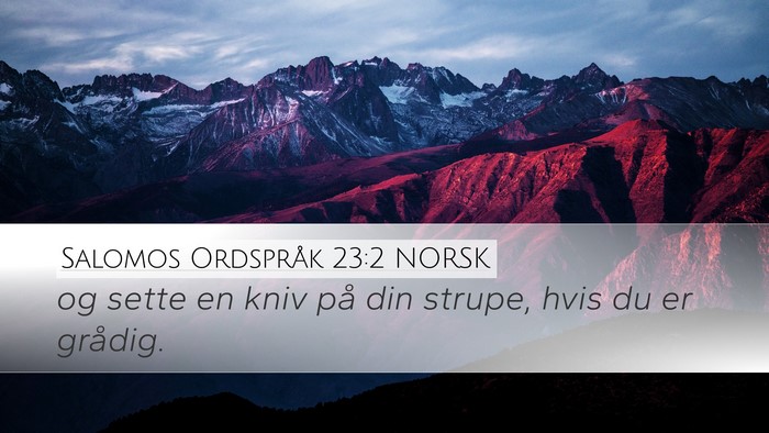 Salomos Ordspråk 23:2 NORSK Desktop Wallpaper - og sette en kniv på din strupe, hvis du er - Desktop Bible Verse Wallpaper