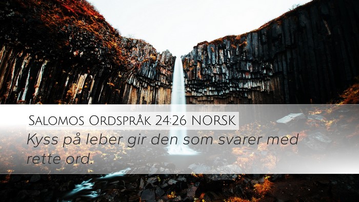 Salomos Ordspråk 24:26 NORSK Bible Verse Image