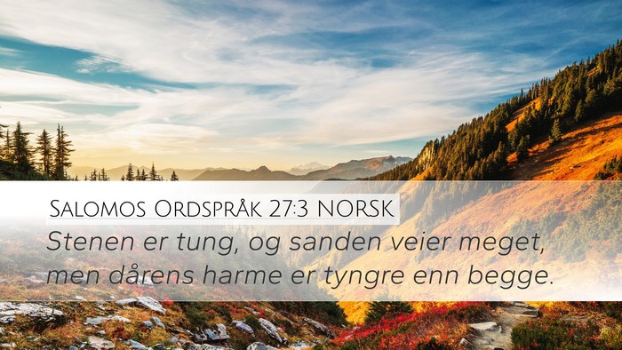 Salomos Ordspråk 27:3 NORSK Bible Verse Image