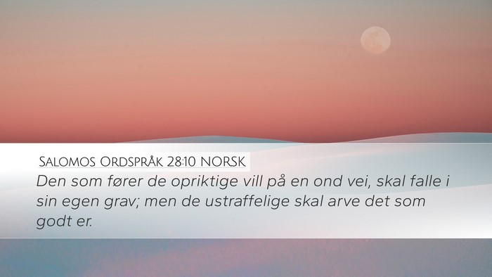 Salomos Ordspråk 28:10 NORSK Bible Verse Image