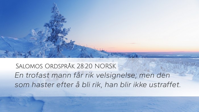 Salomos Ordspråk 28:20 NORSK Bible Verse Image