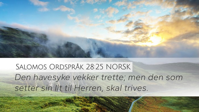 Salomos Ordspråk 28:25 NORSK Bible Verse Image