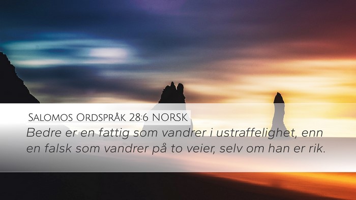 Salomos Ordspråk 28:6 NORSK Bible Verse Image