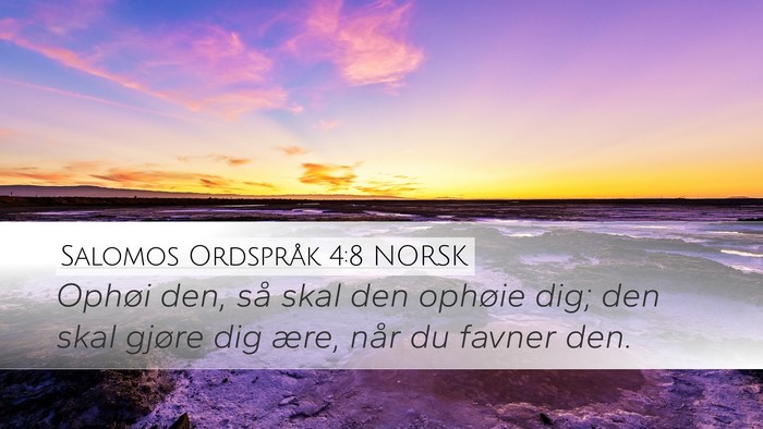 Salomos Ordspråk 4:8 NORSK Desktop Wallpaper - Ophøi den, så skal den ophøie dig; den skal - Desktop Bible Verse Wallpaper