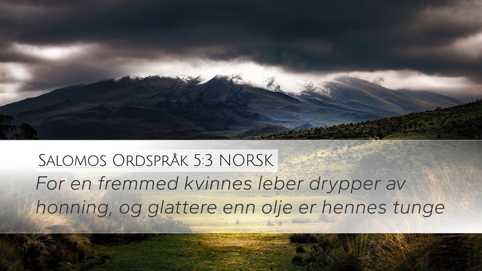 Salomos Ordspråk 5:3 NORSK Bible Verse Image