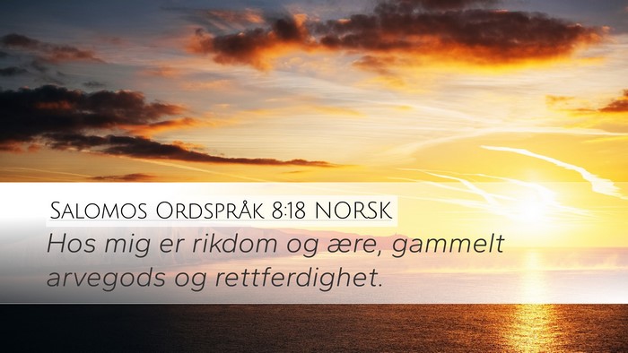 Salomos Ordspråk 8:18 NORSK Bible Verse Image